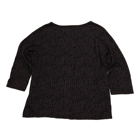 Cut Loose Women's Top Size S Purple Black Animal Print 3/4 Sleeve Round Neck - Picture 5 of 5